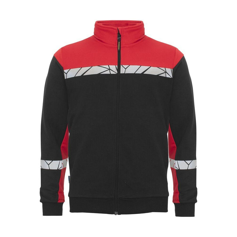 Black-Red - Front - Projob Mens Progression Hi-Vis Full Zip Sweatshirt