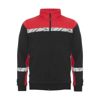 Black-Red - Front - Projob Mens Progression Hi-Vis Full Zip Sweatshirt
