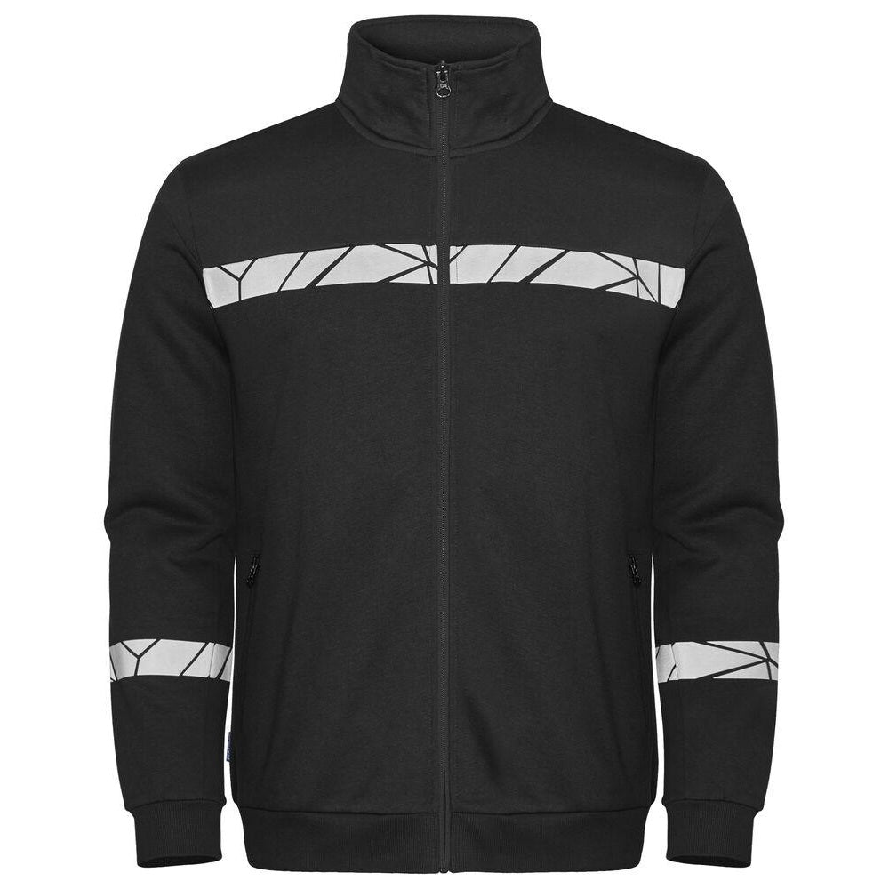 Black - Front - Projob Mens Progression Hi-Vis Full Zip Sweatshirt