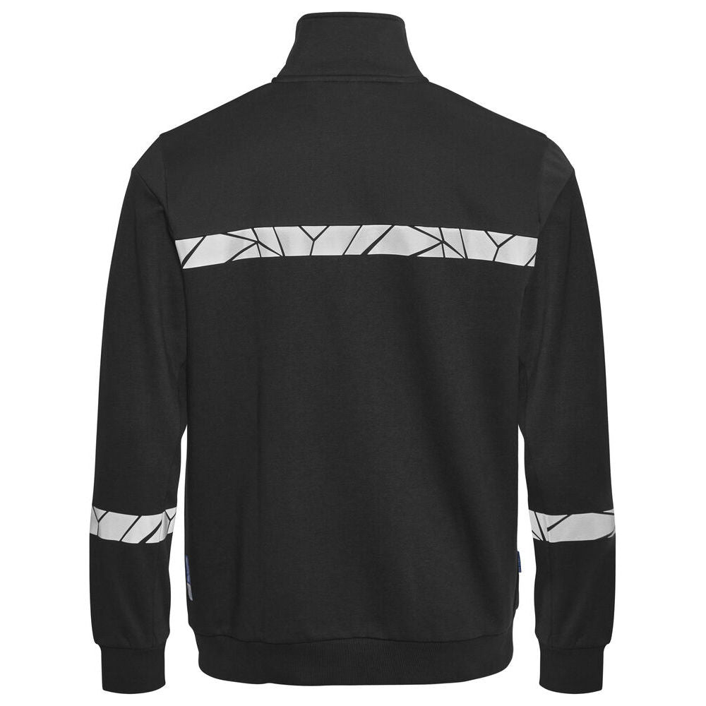Black - Back - Projob Mens Progression Hi-Vis Full Zip Sweatshirt