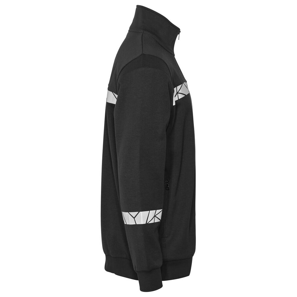 Black - Side - Projob Mens Progression Hi-Vis Full Zip Sweatshirt