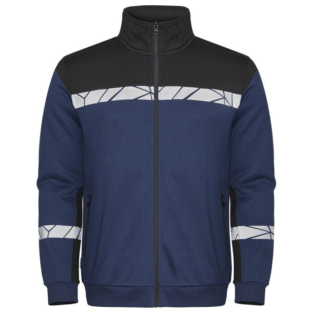 Navy-Black - Front - Projob Mens Progression Hi-Vis Full Zip Sweatshirt