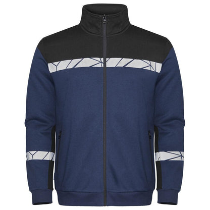 Navy-Black - Front - Projob Mens Progression Hi-Vis Full Zip Sweatshirt