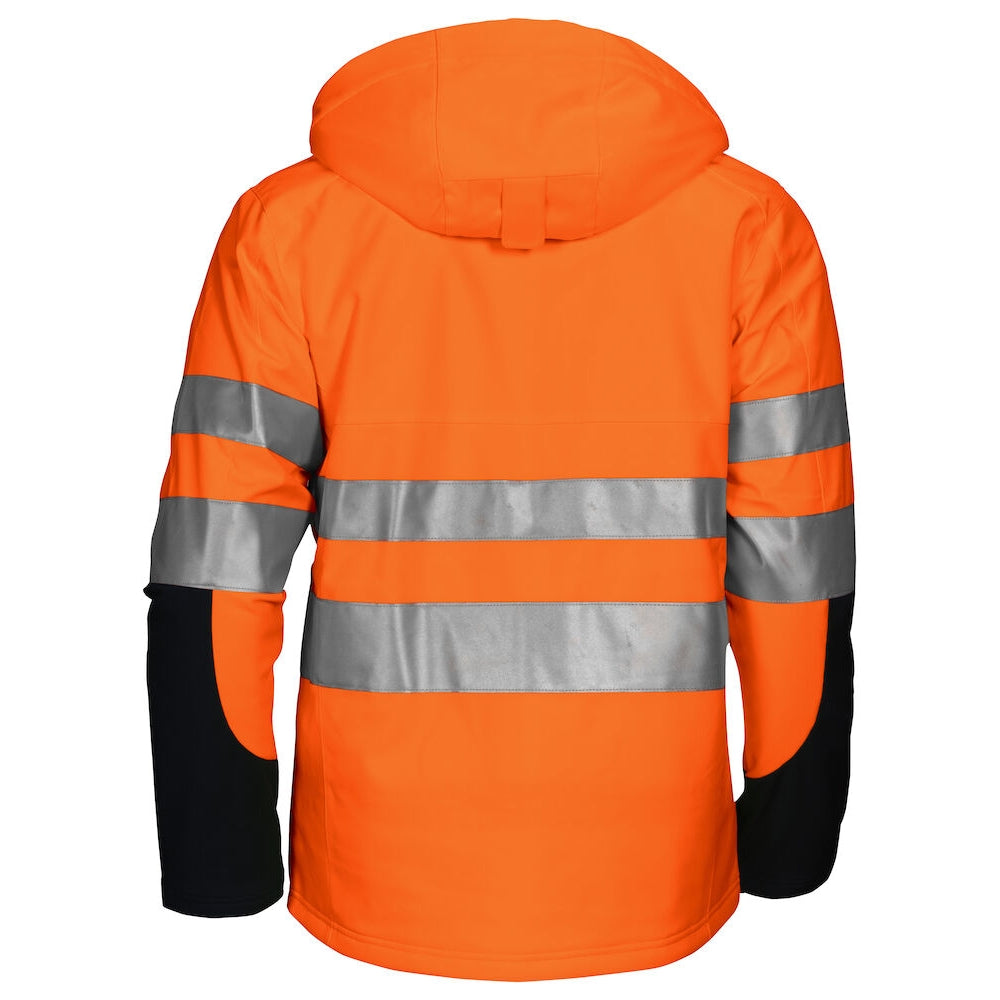 Orange-Black - Back - Projob Mens Functional Hi-Vis Jacket