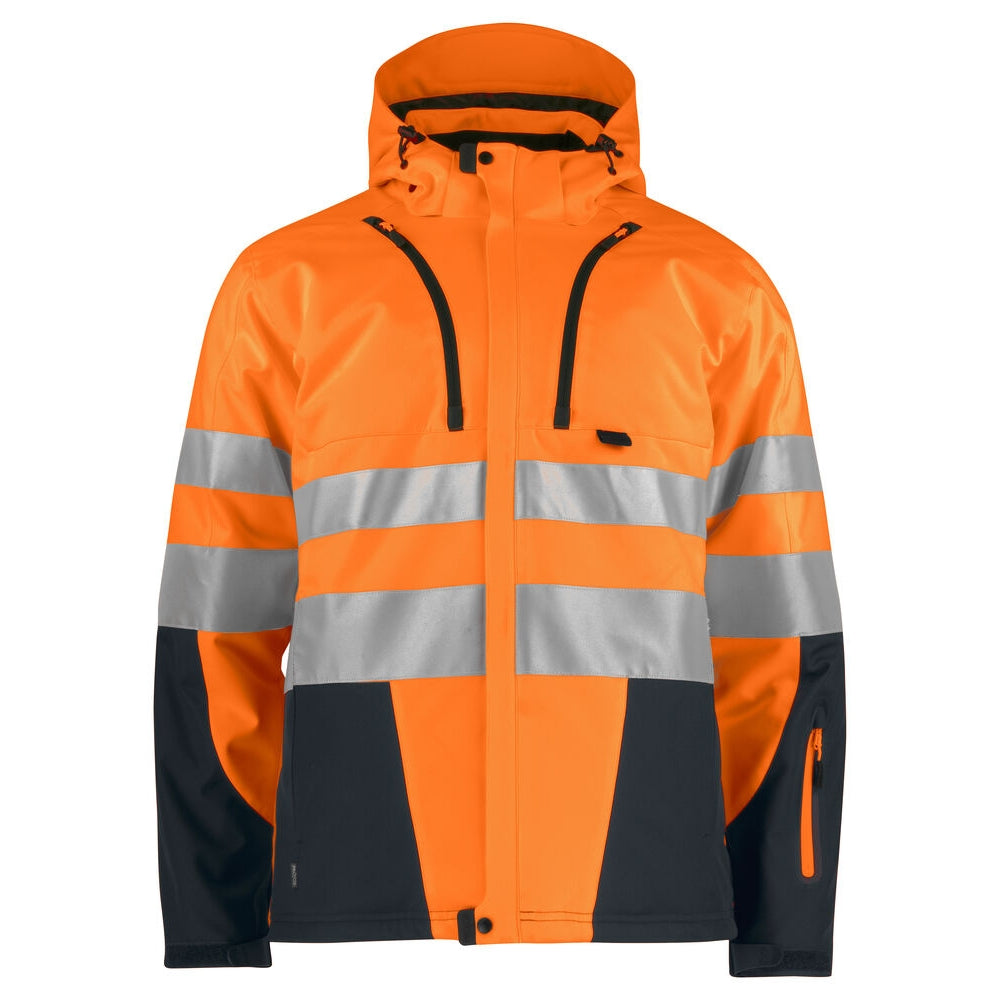 Orange-Black - Front - Projob Mens Functional Hi-Vis Jacket