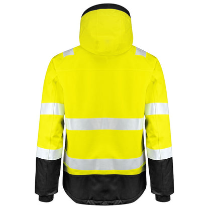 Yellow-Black - Back - Projob Mens Hi-Vis Padded Jacket