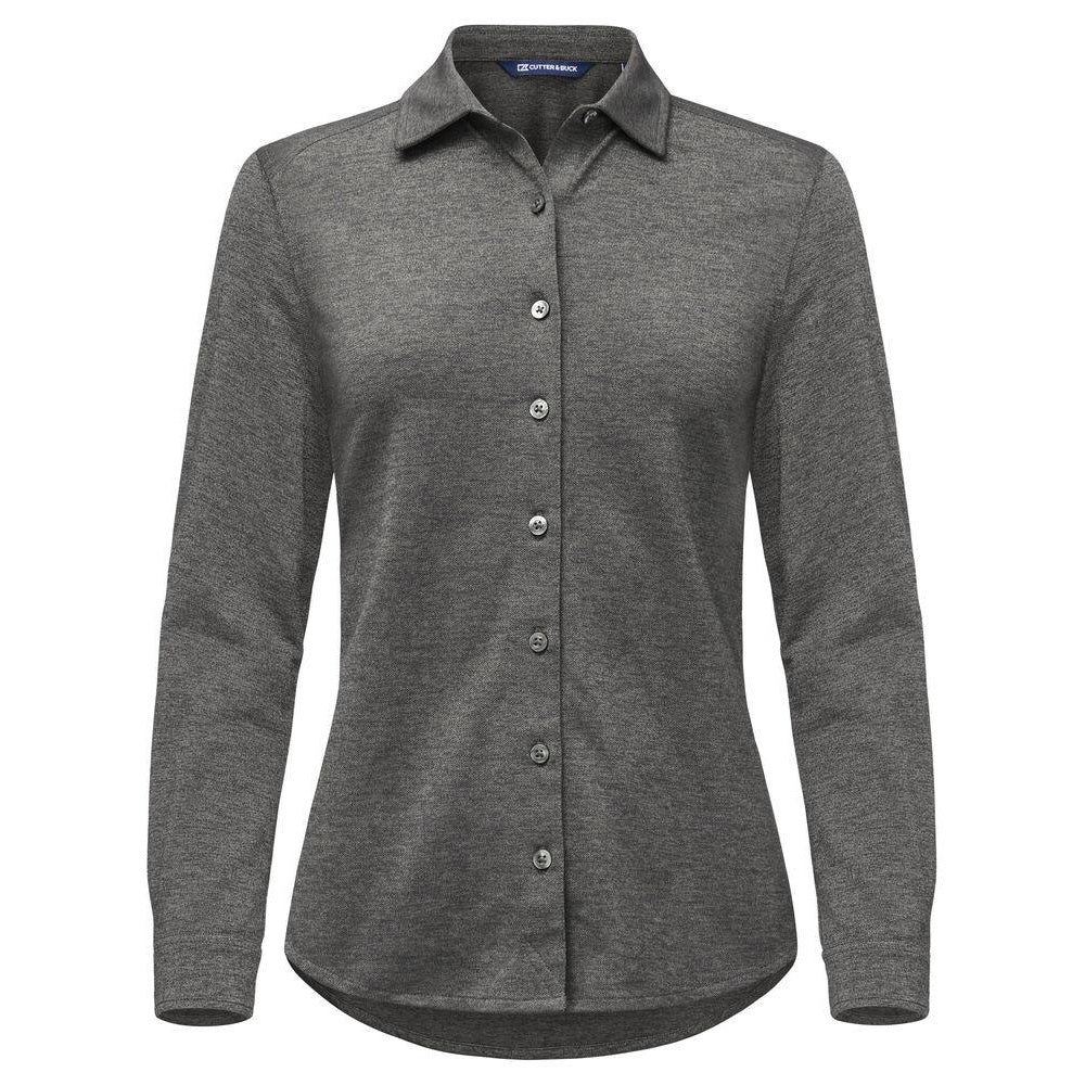 Anthracite Melange - Front - Cutter & Buck Womens-Ladies Advantage Shirt