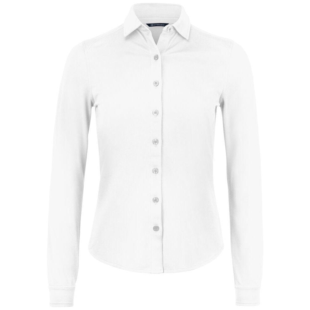 White - Front - Cutter & Buck Womens-Ladies Advantage Shirt