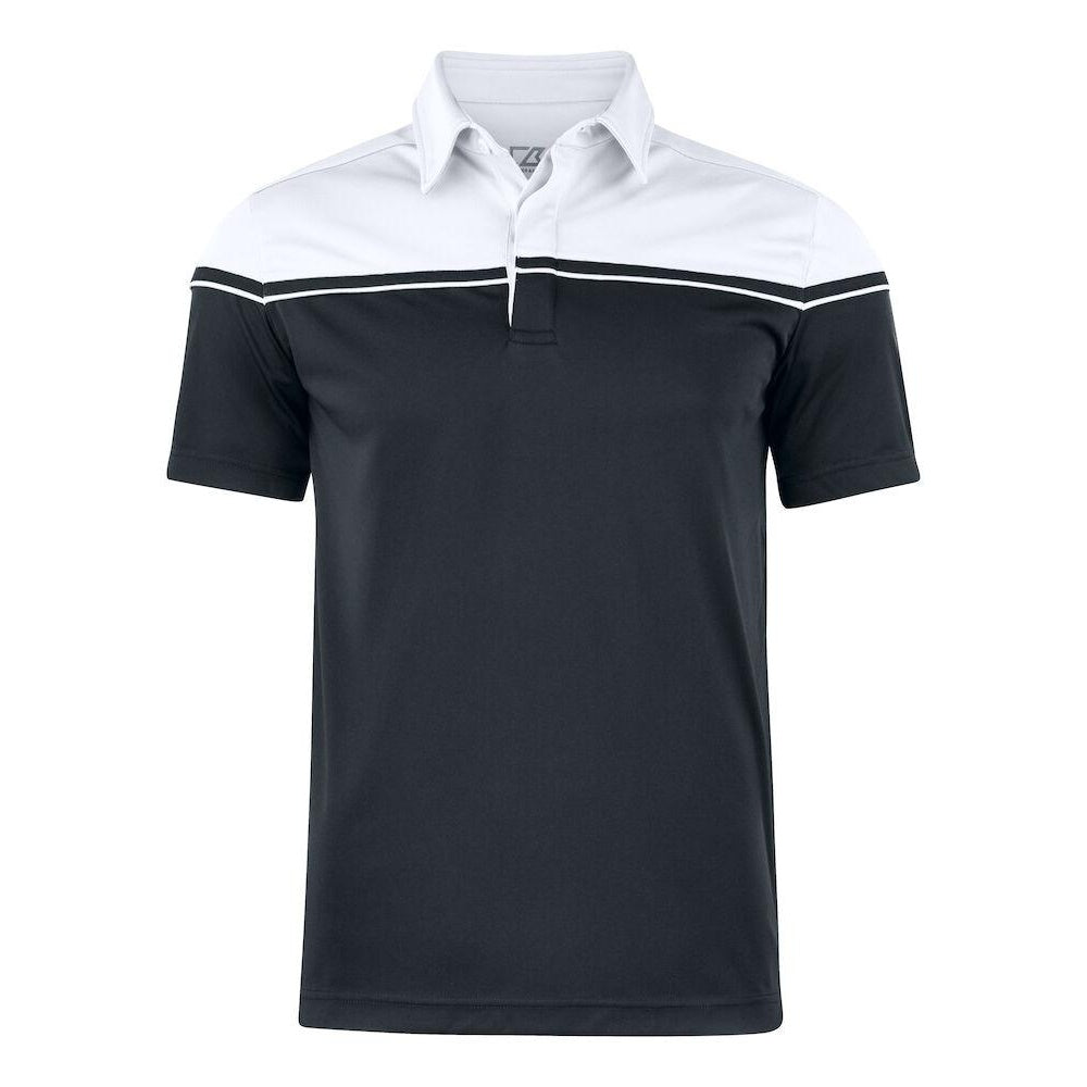 Black-White - Front - Cutter & Buck Mens Seaback Polo Shirt