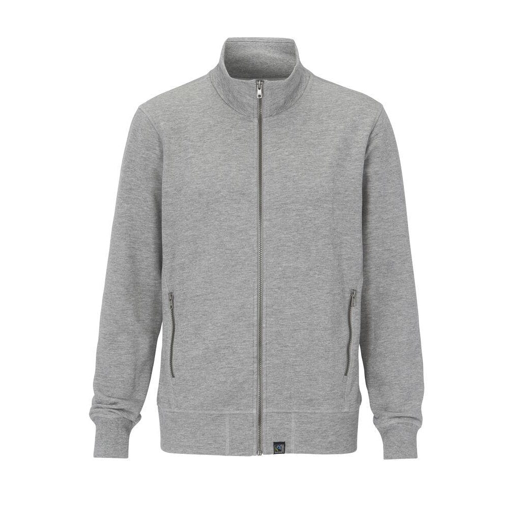 Grey Melange - Front - Cottover Mens French Terry Full Zip Jacket