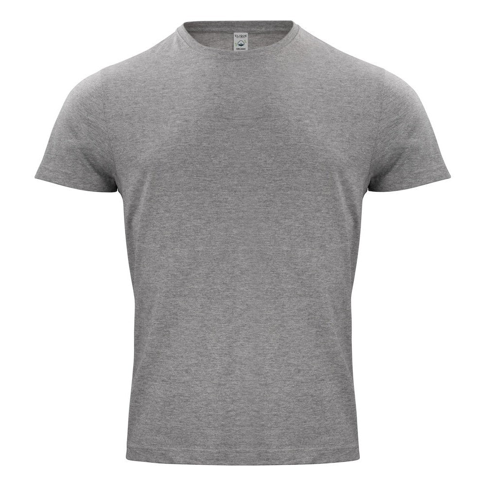 Grey Melange - Front - Clique Mens Classic Organic Cotton T-Shirt