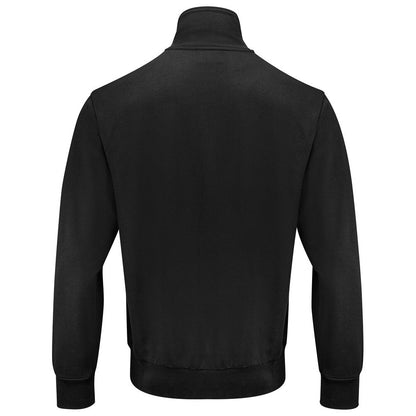 Black - Back - Projob Mens Plain Full Zip Sweatshirt