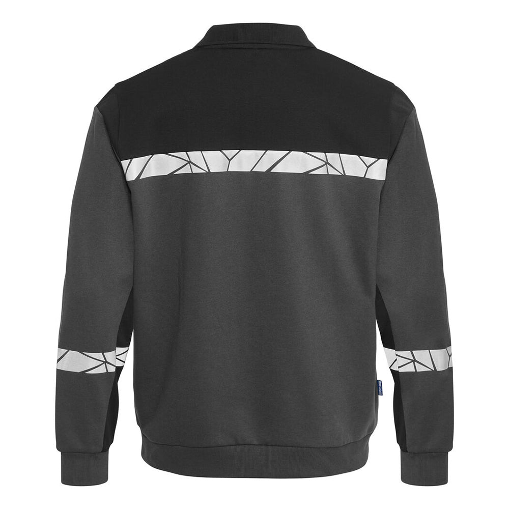 Grey-Black - Back - Projob Mens Progression Hi-Vis Polo Sweatshirt