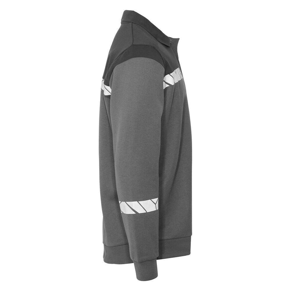 Grey-Black - Side - Projob Mens Progression Hi-Vis Polo Sweatshirt