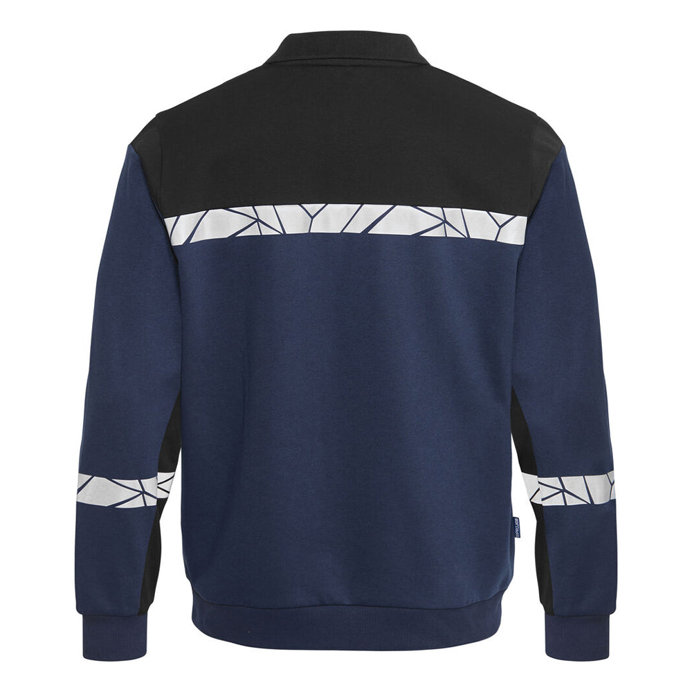 Navy-Black - Back - Projob Mens Progression Hi-Vis Polo Sweatshirt