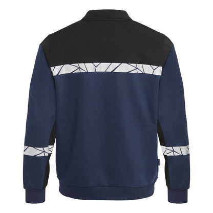 Navy-Black - Back - Projob Mens Progression Hi-Vis Polo Sweatshirt