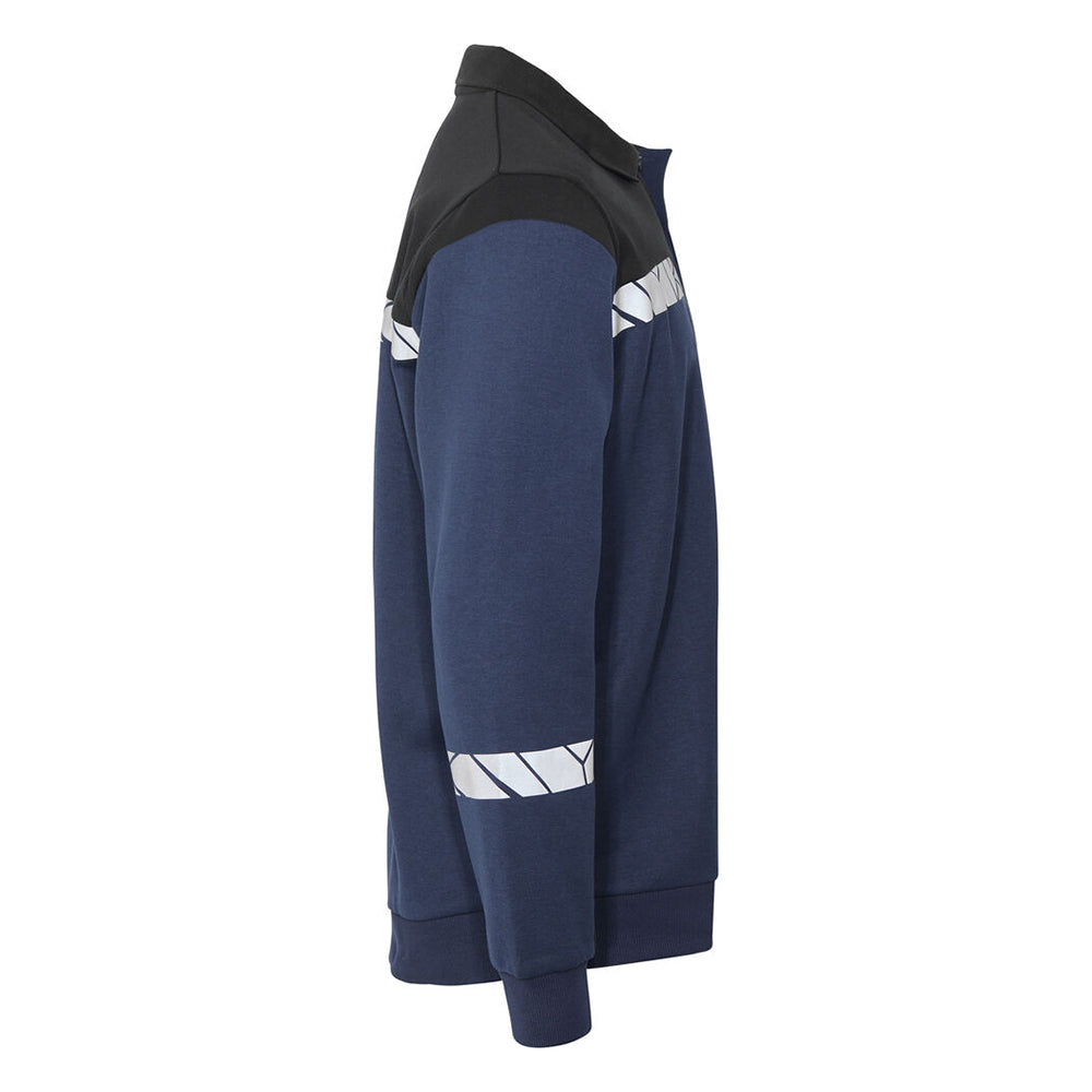 Navy-Black - Side - Projob Mens Progression Hi-Vis Polo Sweatshirt