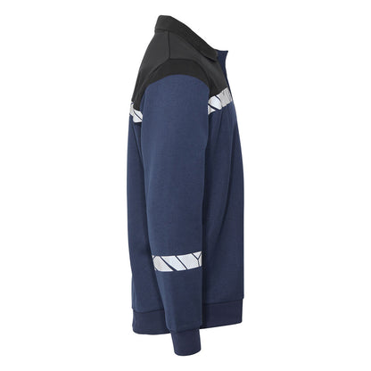 Navy-Black - Side - Projob Mens Progression Hi-Vis Polo Sweatshirt