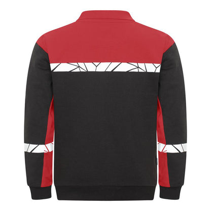 Black-Red - Back - Projob Mens Progression Hi-Vis Polo Sweatshirt