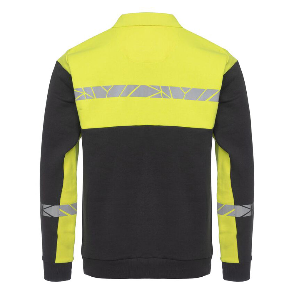 Black-Yellow - Back - Projob Mens Progression Hi-Vis Polo Sweatshirt