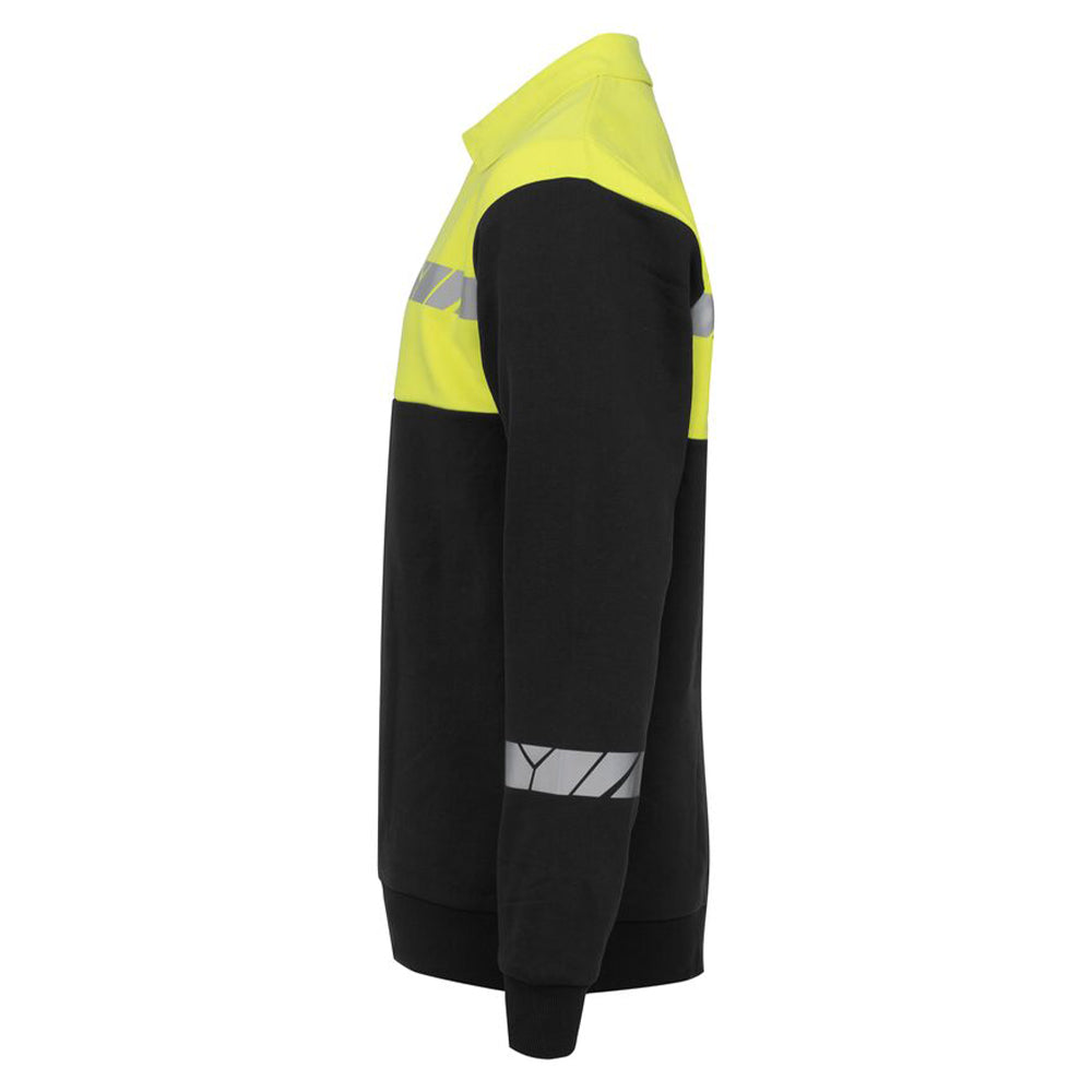 Black-Yellow - Lifestyle - Projob Mens Progression Hi-Vis Polo Sweatshirt