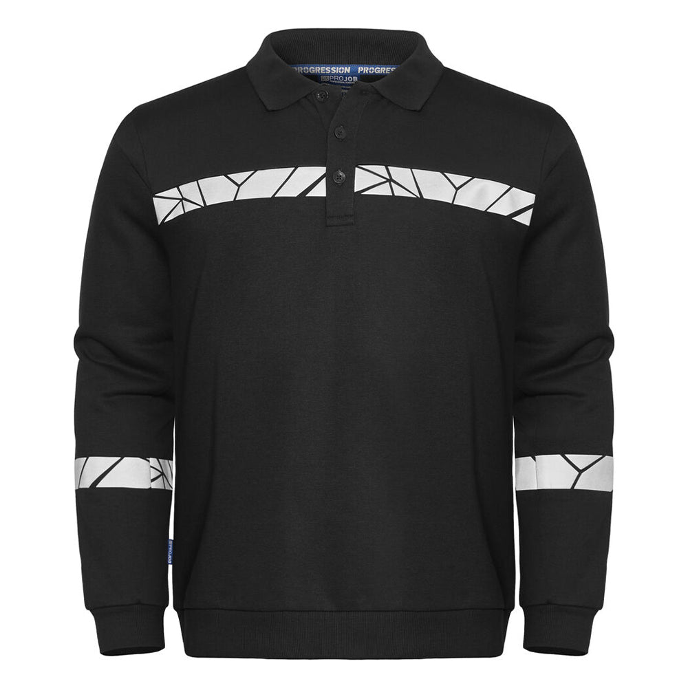 Black - Front - Projob Mens Progression Hi-Vis Polo Sweatshirt
