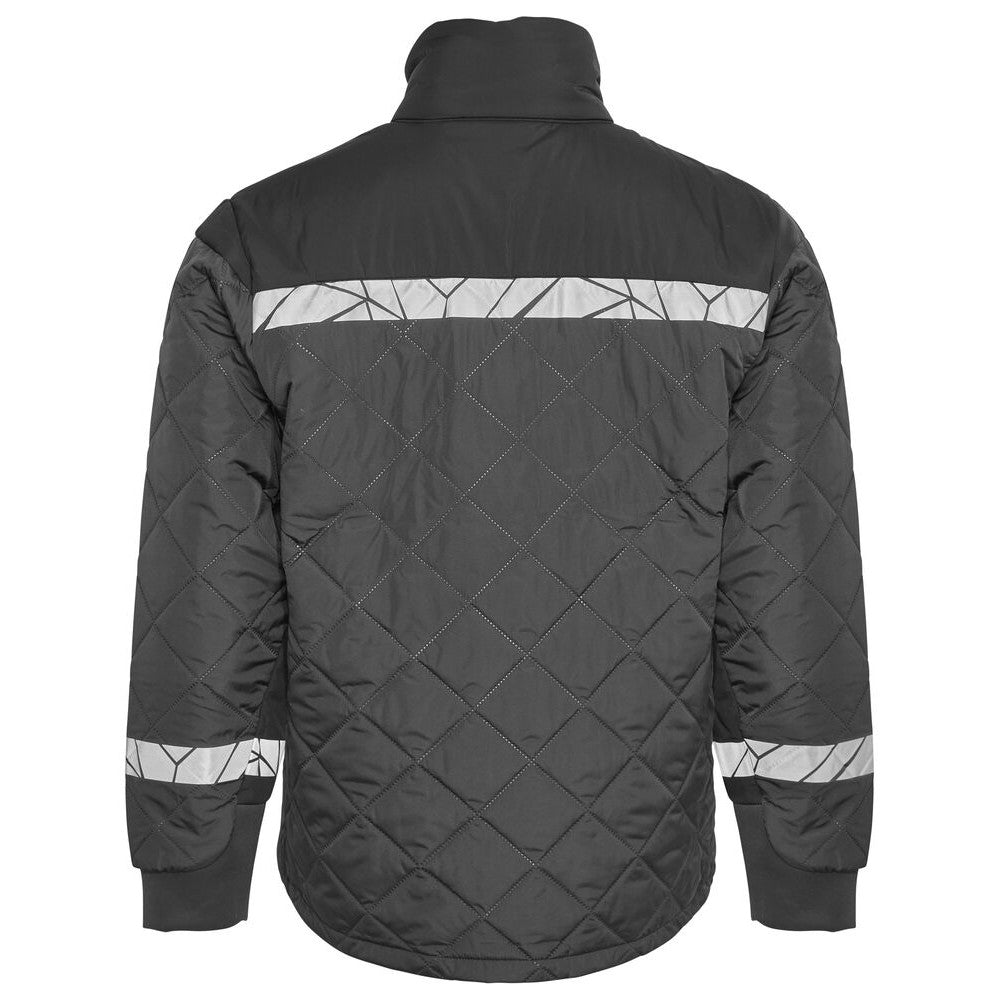 Grey-Black - Back - Projob Mens Progression Quilted Lightweight Padded Jacket