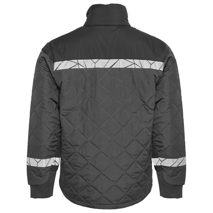 Grey-Black - Back - Projob Mens Progression Quilted Lightweight Padded Jacket