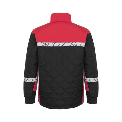 Black-Red - Back - Projob Mens Progression Quilted Lightweight Padded Jacket