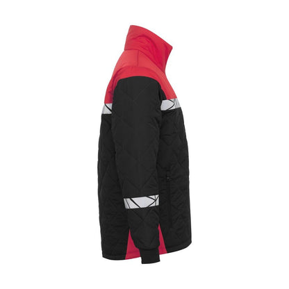 Black-Red - Side - Projob Mens Progression Quilted Lightweight Padded Jacket