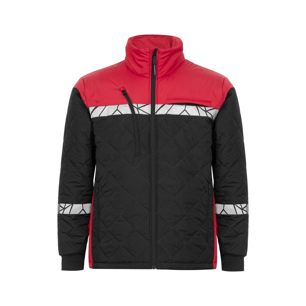 Black-Red - Front - Projob Mens Progression Quilted Lightweight Padded Jacket