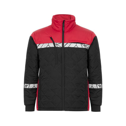Black-Red - Front - Projob Mens Progression Quilted Lightweight Padded Jacket