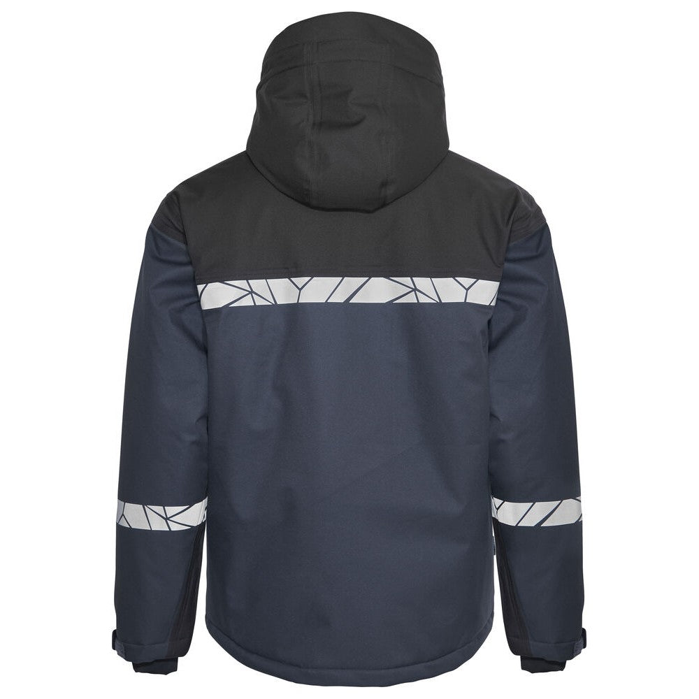 Navy-Black - Back - Projob Mens Progression High-Vis Padded Soft Shell Jacket
