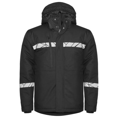 Black - Front - Projob Mens Progression High-Vis Padded Soft Shell Jacket