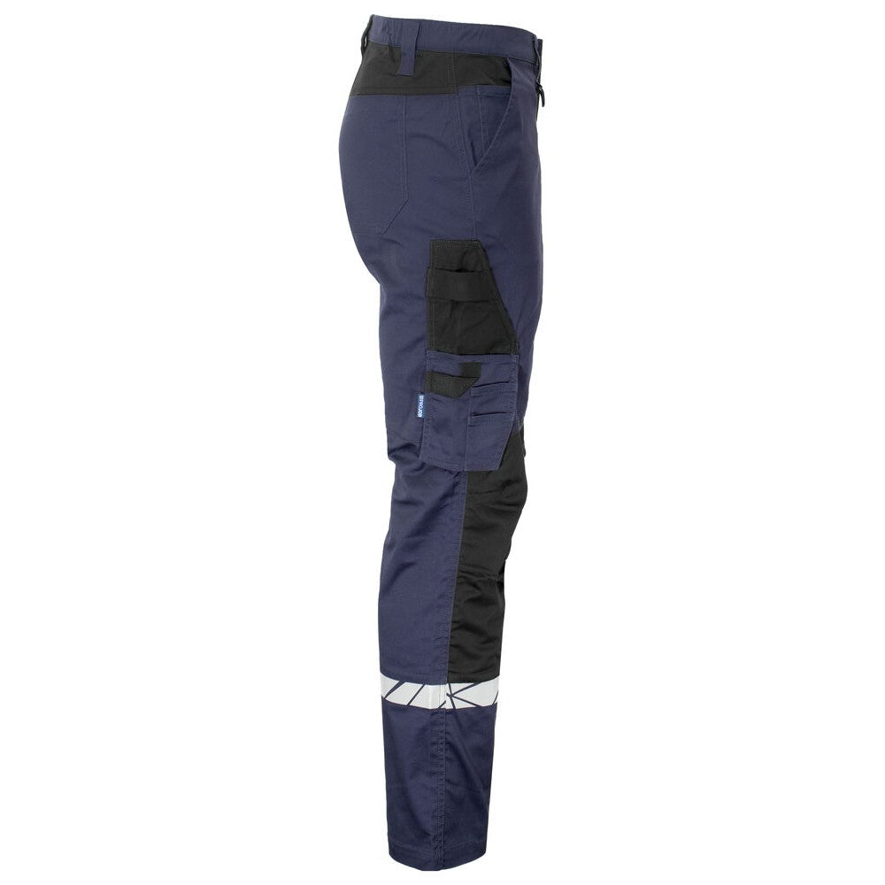 Navy-Black - Side - Projob Mens Progression Hi-Vis Work Trousers