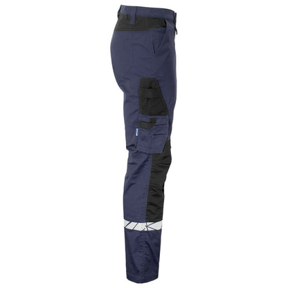 Navy-Black - Side - Projob Mens Progression Hi-Vis Work Trousers