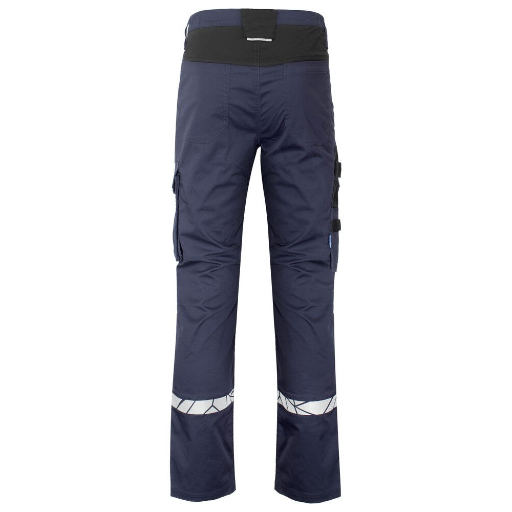 Navy-Black - Back - Projob Mens Progression Hi-Vis Work Trousers