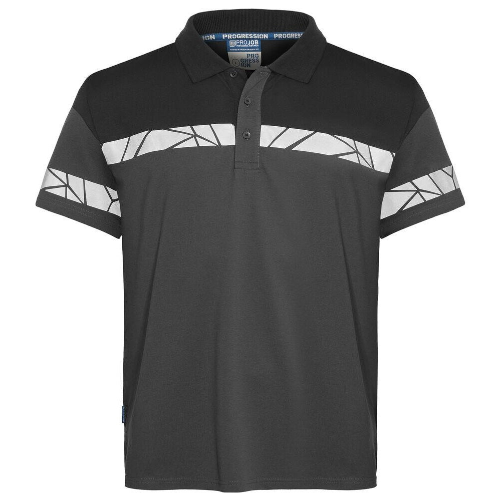 Grey-Black - Front - Projob Mens Progression Pique Polo Shirt