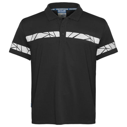 Black - Front - Projob Mens Progression Pique Polo Shirt