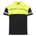 Black-Yellow - Front - Projob Mens Progression Pique Polo Shirt