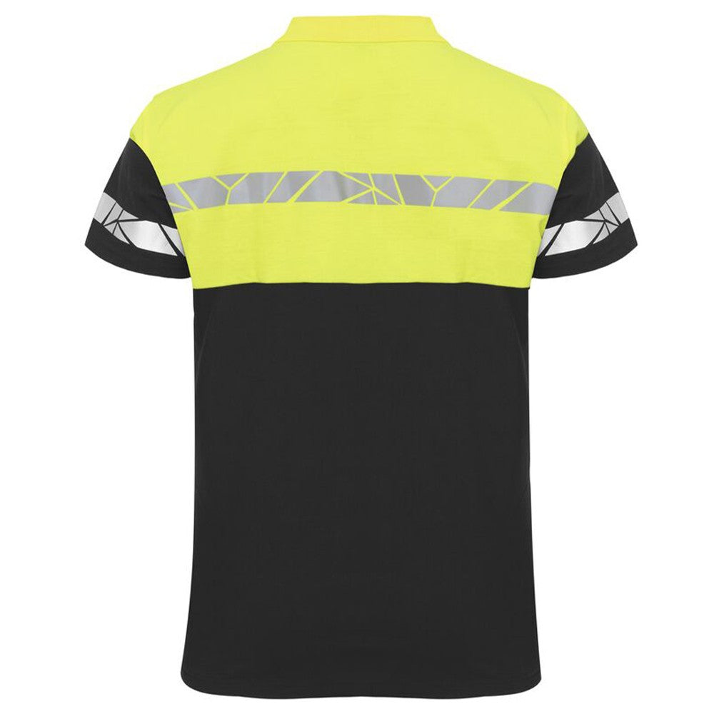 Black-Yellow - Back - Projob Mens Progression Pique Polo Shirt