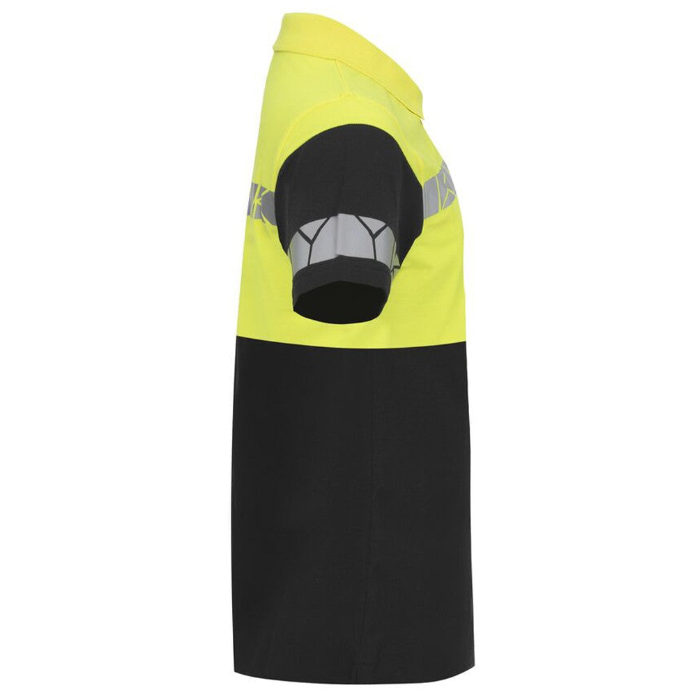 Black-Yellow - Side - Projob Mens Progression Pique Polo Shirt