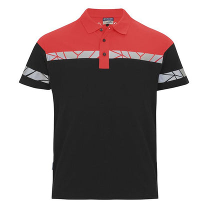Black-Red - Front - Projob Mens Progression Pique Polo Shirt