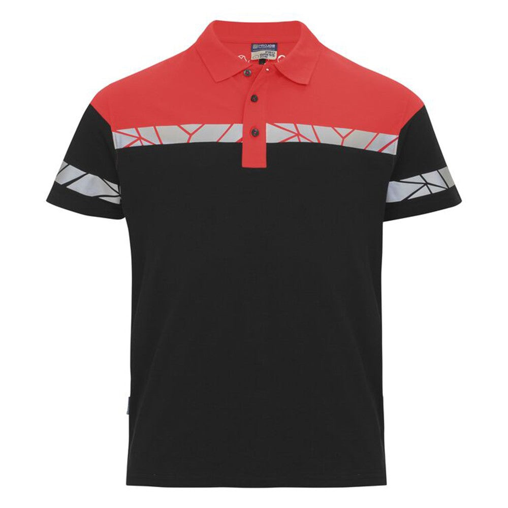 Black-Red - Front - Projob Mens Progression Pique Polo Shirt