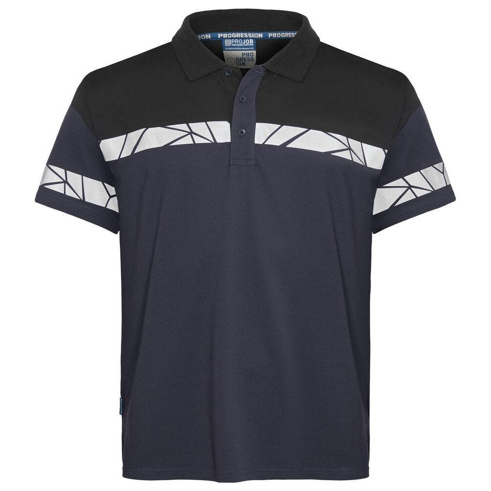 Navy-Black - Front - Projob Mens Progression Pique Polo Shirt