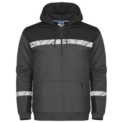 Grey-Black - Front - Projob Mens Progression Half Zip Hoodie