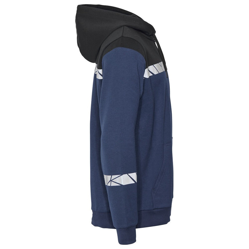 Navy-Black - Side - Projob Mens Progression Half Zip Hoodie