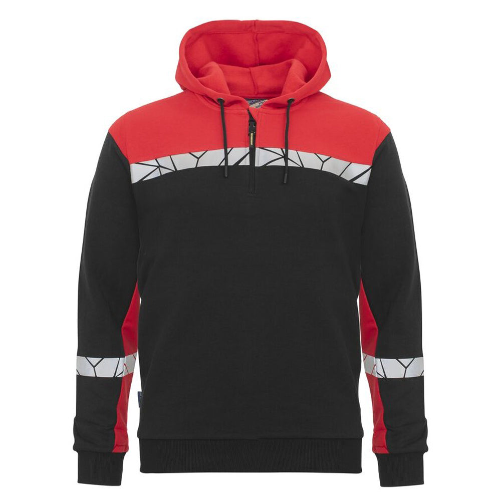 Black-Red - Front - Projob Mens Progression Half Zip Hoodie