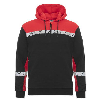 Black-Red - Front - Projob Mens Progression Half Zip Hoodie