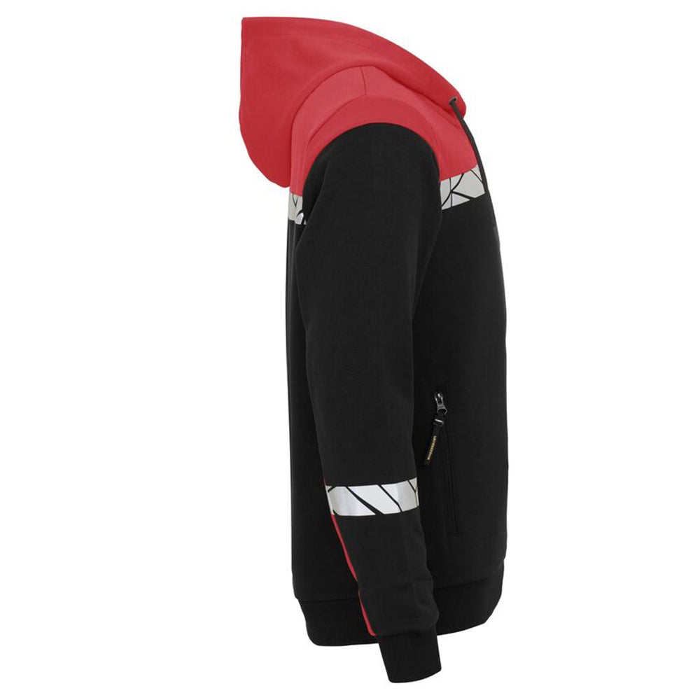 Black-Red - Side - Projob Mens Progression Half Zip Hoodie